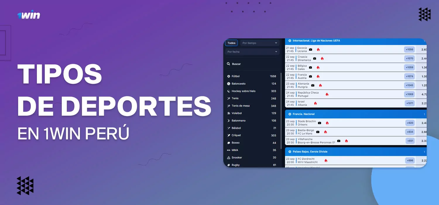 Tipos de deportes en 1win perú